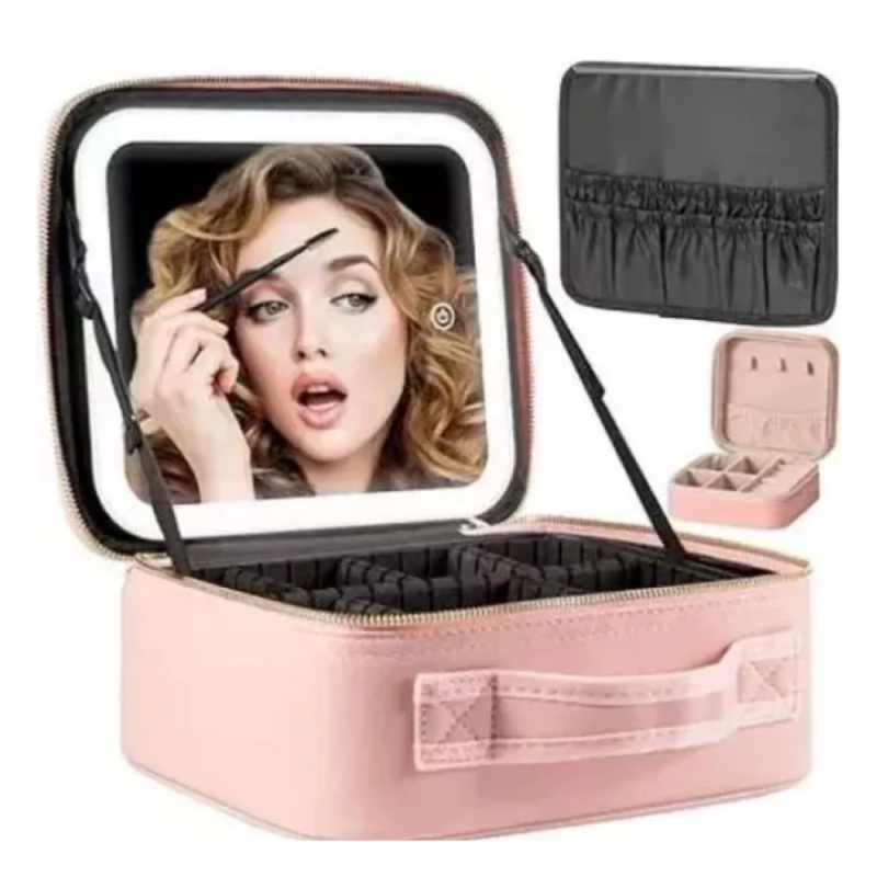 Estuche De Cosméticos Viaje Portátil Con Luz Led Maquillaje