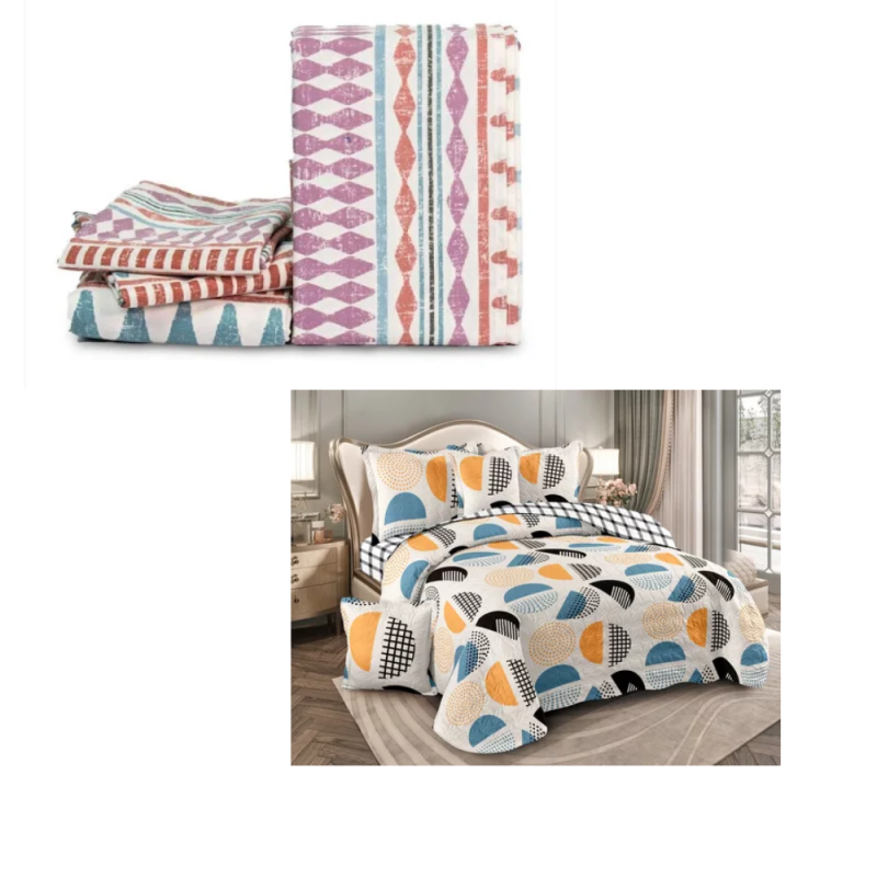 Sabana 180 Hilos Microfibra Cama Doble + Edredon Cama Doble
