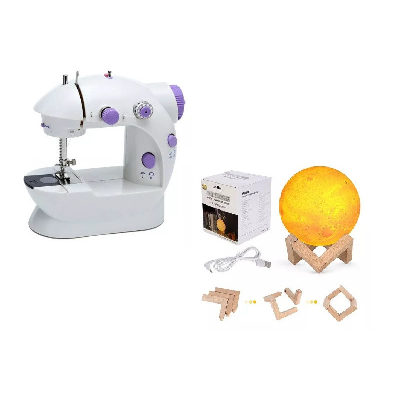 Maquina De Coser Mini + Humidificador Difusor De Aroma Lámpara Luna  + Esencia 30Ml