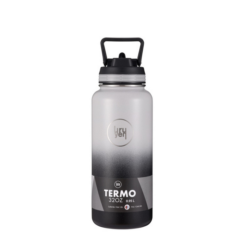 Termo 32 Oz Tapa Pitillo Blanco-Negro
