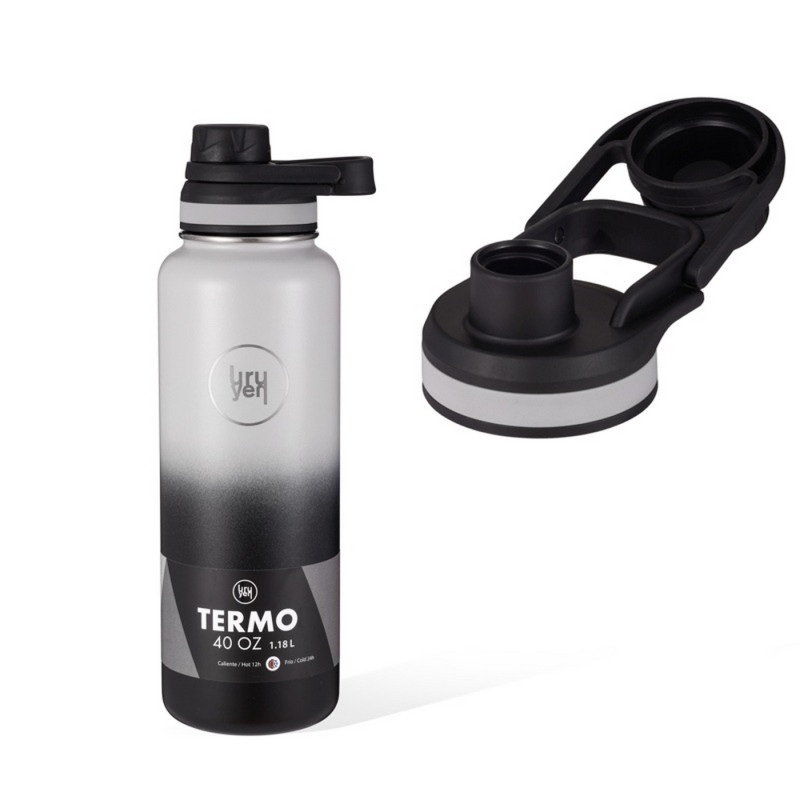 Termo 40 Oz Tapa Boquilla Blanco-Negro