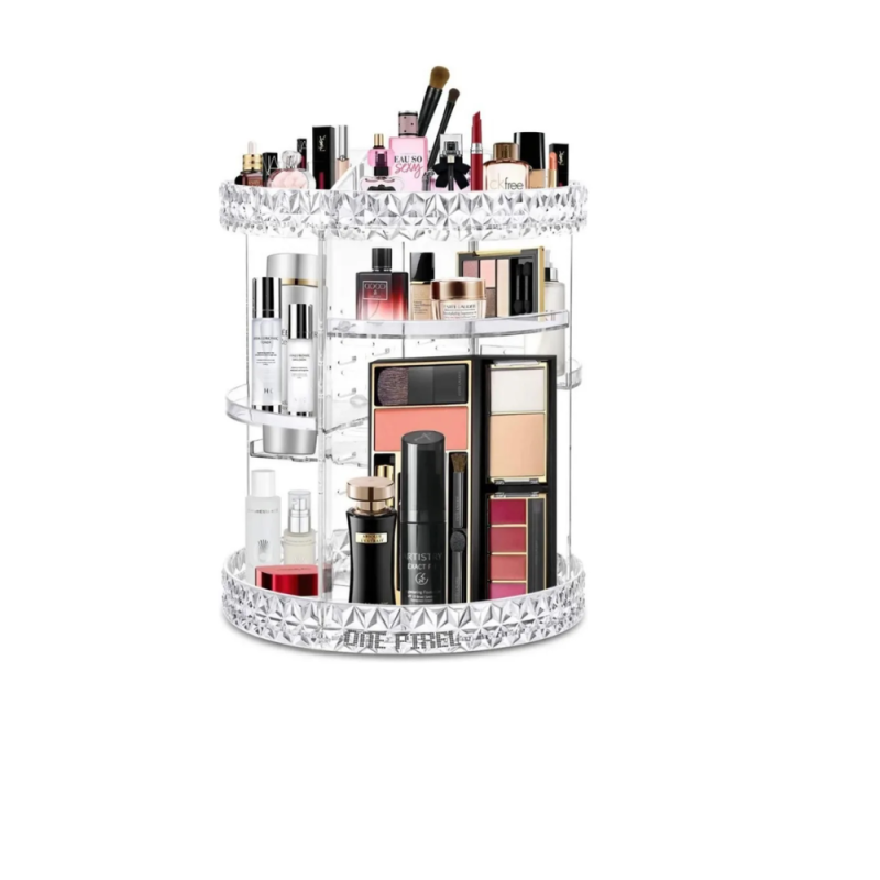 Organizador Maquillaje Giratorio Acrílico Transparente 360