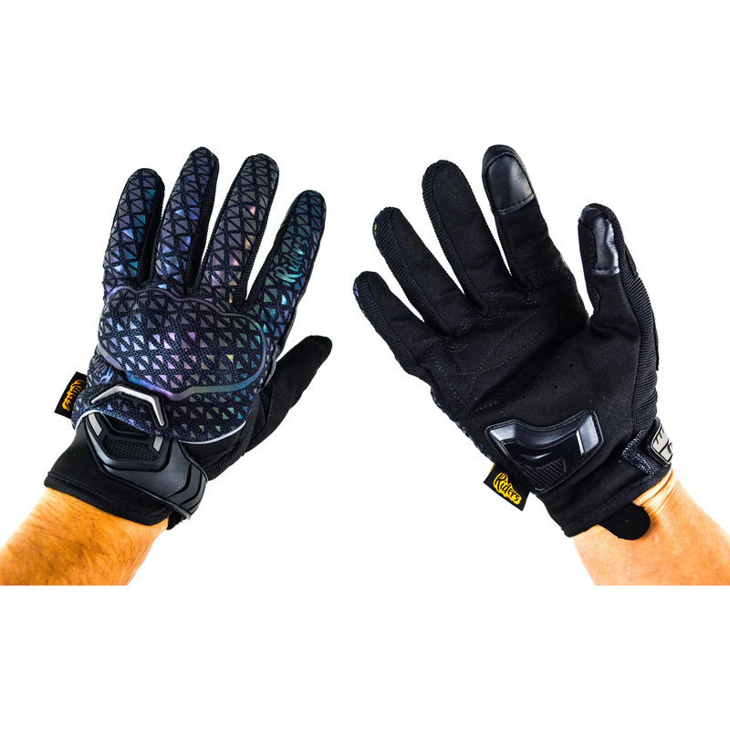 Guantes Motociclistas Riders Re-17 Negros Reflectivos.